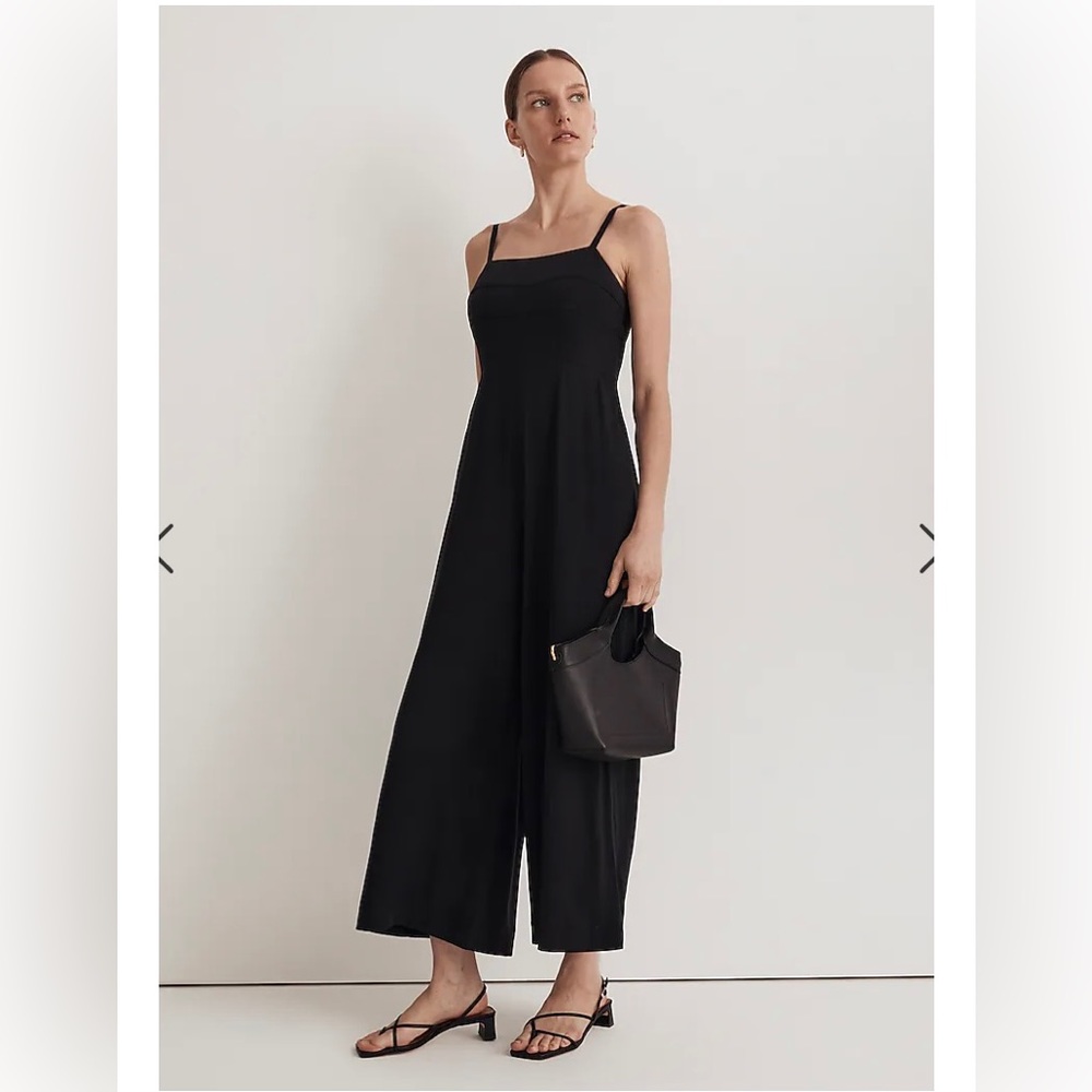 Madewell Black Square-Neck Wide-Leg Sleeveless Jumpsuit with adjustable straps - Picture 1 of 6